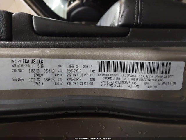 Aukcja sprzedaży 2016 Jeep Grand Cherokee Laredo, vin: 1C4RJFAGXGC463307, numer aukcji: 44505504