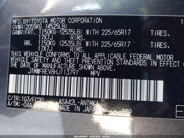 Toyota Rav4 Xle 2017 JTMWFREV8HJ113797 Image 9