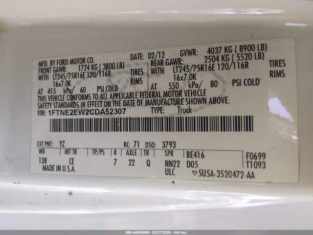 2012 FORD E-250 1FTNE2EW2CDA52307 Photo 8