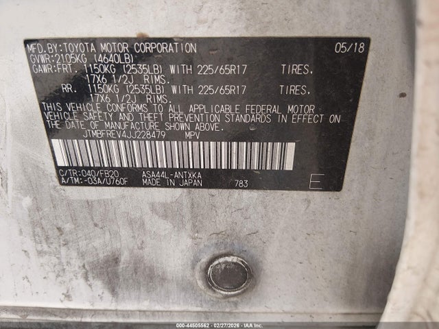 JTMBFREV4JJ228479 Toyota RAV4 LE