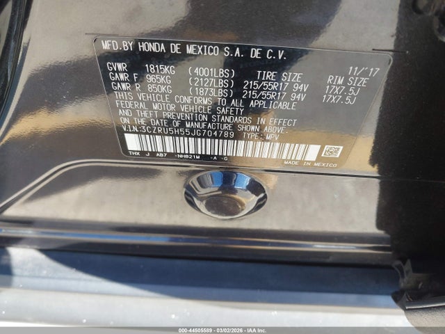 3CZRU5H55JG704789 Honda HR-V EX