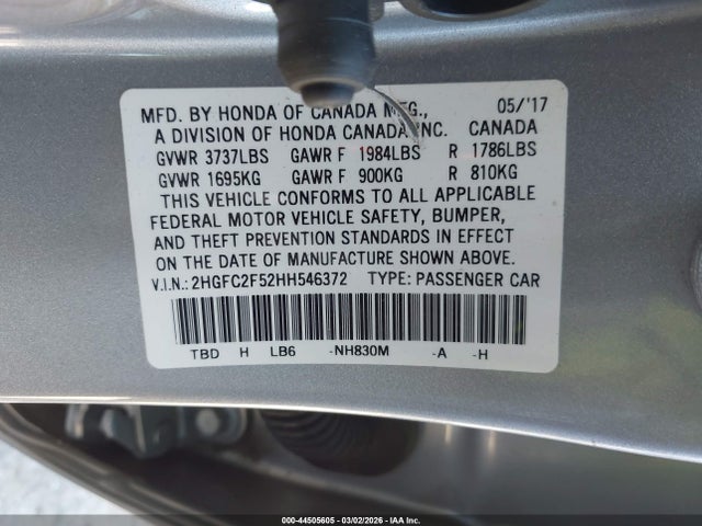 Honda Civic Lx 2017 2HGFC2F52HH546372 Image 9