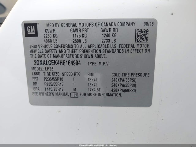Chevrolet EQUINOX LT 2017 2GNALCEK4H6164904 Image 25