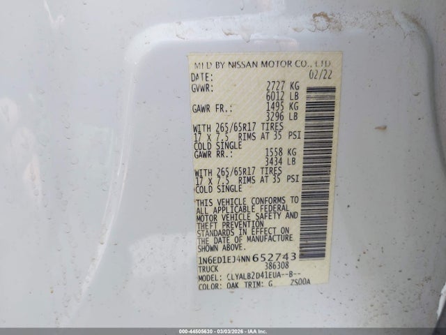 Nissan Frontier Sv 4x2 2022 1N6ED1EJ4NN652743 Image 9