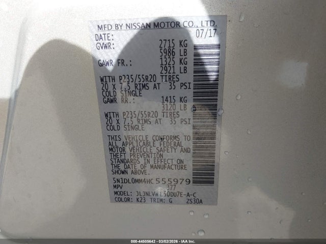 5N1DL0MM4HC555979 Infiniti QX60