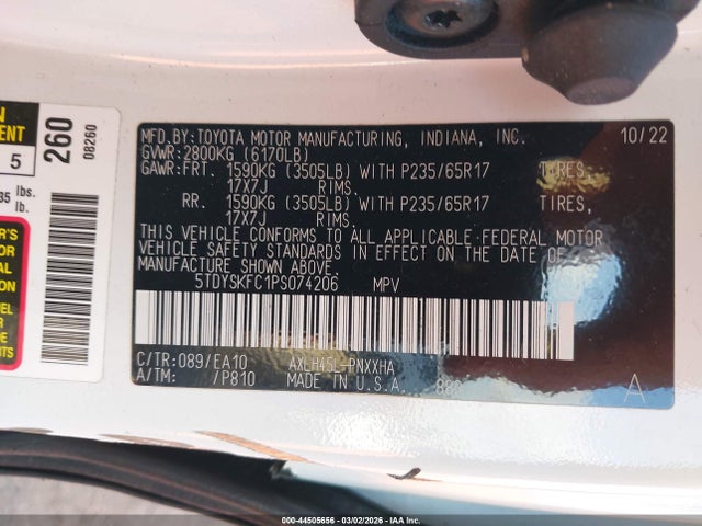 Toyota SIENNA XLE 2023 5TDYSKFC1PS074206 Image 9