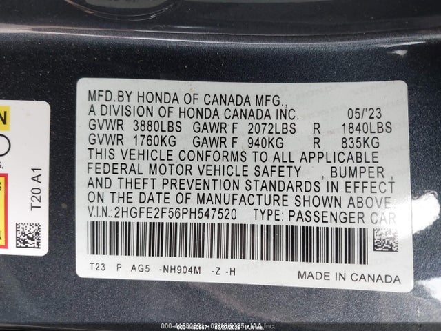 Honda Civic Sport 2023 2HGFE2F56PH547520 Image 9