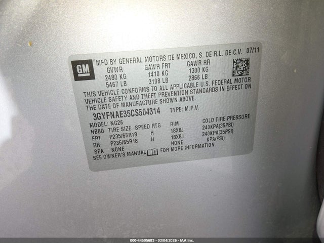 2012 CADILLAC SRX 3GYFNAE35CS504314 Photo 8