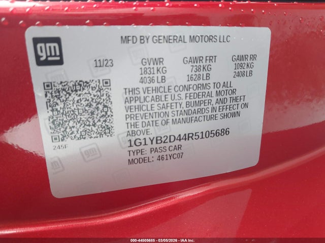 2024 CHEVROLET CORVETTE STINGRAY 1G1YB2D44R5105686 Photo 8