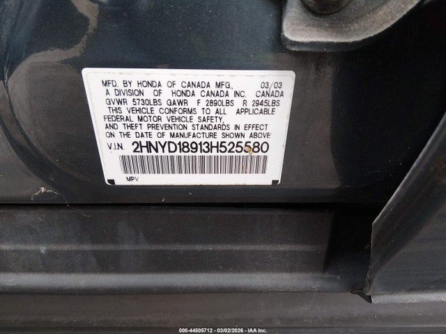 Aukcja sprzedaży 2003 Acura Mdx, vin: 2HNYD18913H525580, numer aukcji: 44505712