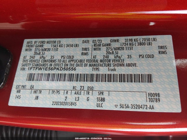 1FTFW1E56PKD50556 Ford F-150 Xl