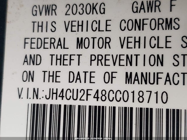 44505735 :رقم المزاد ، JH4CU2F48CC018710 vin ، 2012 Acura Tsx 2.4 مزاد بيع