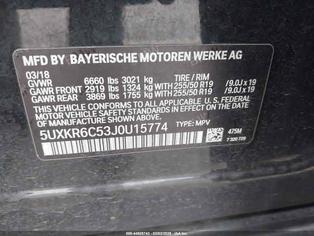 5UXKR6C53J0U15774 BMW X5 Xdrive50i