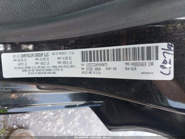 Продажа на аукционе авто 2015 Chrysler 200 C, vin: 1C3CCCCGXFN549073, номер лота: 44505790