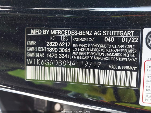 2022 MERCEDES-BENZ S 500 W1K6G6DB8NA119717 Photo 8