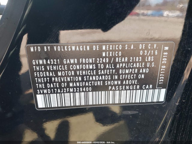3VWD17AJ2FM329400 Volkswagen Jetta 1.8t Se