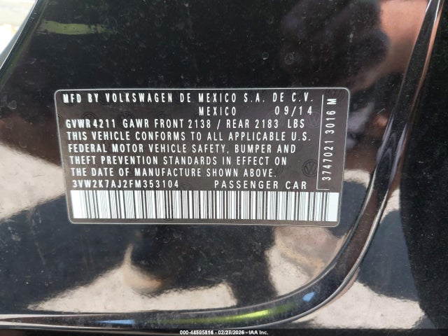 3VW2K7AJ2FM353104 Volkswagen Jetta 2.0l S