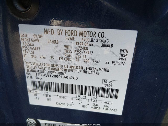 Продаж на аукціоні авто 2009 Ford F-150 Xl/xlt, vin: 1FTRW12869FA64780, номер лоту: 44505841
