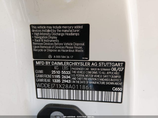 2008 MERCEDES-BENZ CL 550 WDDEJ71X28A011861 Photo 8