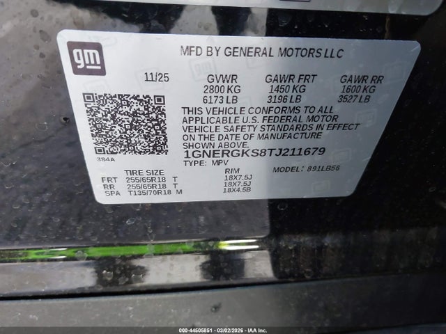 1GNERGKS8TJ211679 Chevrolet Traverse Fwd Lt