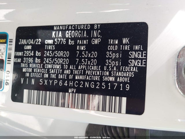 5XYP64HC2NG251719 KIA Telluride S
