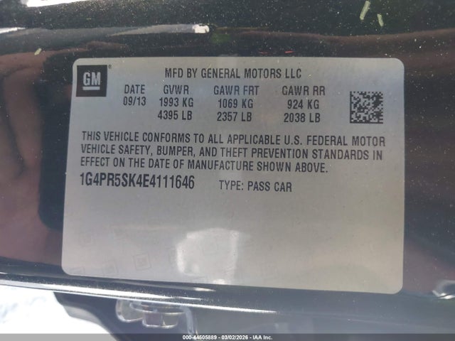 Aukcja sprzedaży 2014 Buick Verano Convenience Group, vin: 1G4PR5SK4E4111646, numer aukcji: 44505889