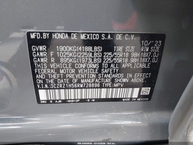 2024 HONDA HR-V 3CZRZ1H56RM728896 Photo 8