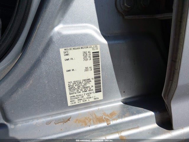 1N4BL4EVXLC216975 Nissan Altima Sl Fwd