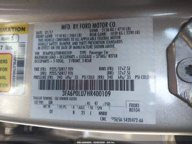 Ford Fusion Hybrid Se 2017 3FA6P0LU7HR400109 Image 9