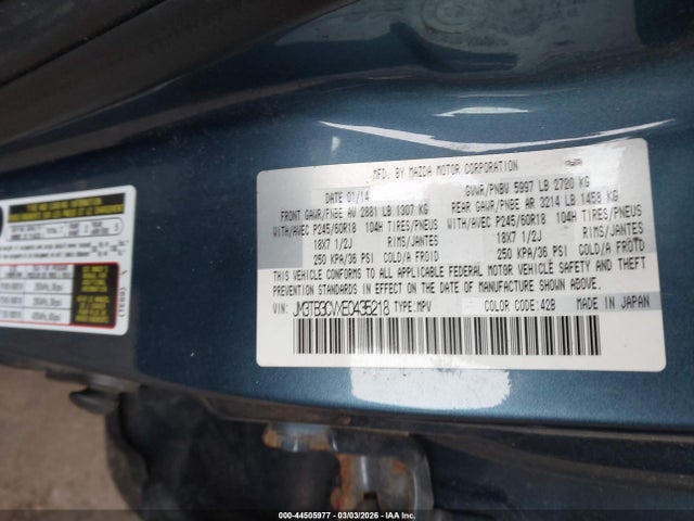Aukcja sprzedaży 2014 Mazda Cx-9 Touring, vin: JM3TB3CVXE0435218, numer aukcji: 44505977