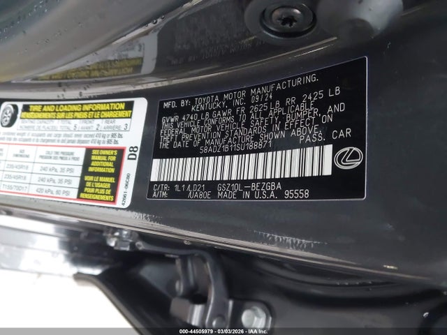 44505979 :رقم المزاد ، 58ADZ1B11SU188871 vin ، 2025 Lexus Es 350 مزاد بيع