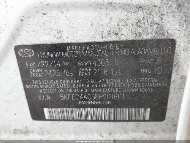 5NPEC4AC5EH901601 Hyundai Sonata Limited