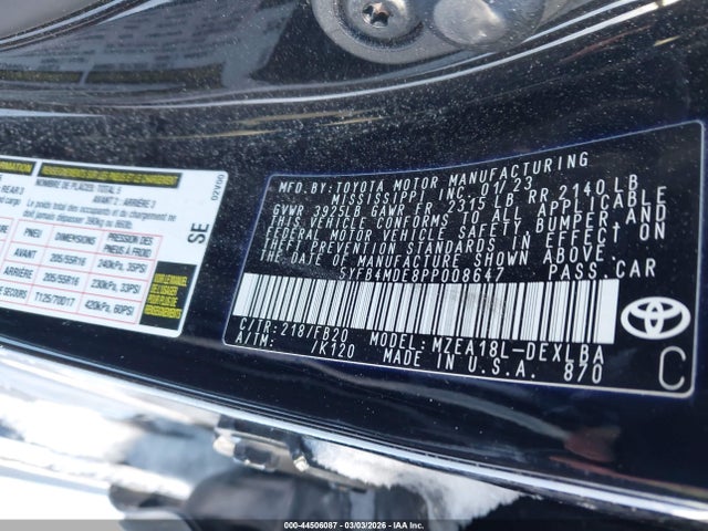 Toyota COROLLA LE 2023 5YFB4MDE8PP008647 Image 9