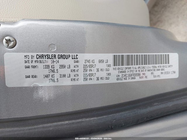 44506151 :رقم المزاد ، 2C4RC1BG0FR595980 vin ، 2015 Chrysler Town & Country Touring مزاد بيع