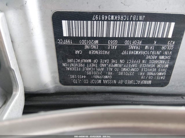 JN1BJ1CR6KW348197 Nissan Rogue Sport Sv