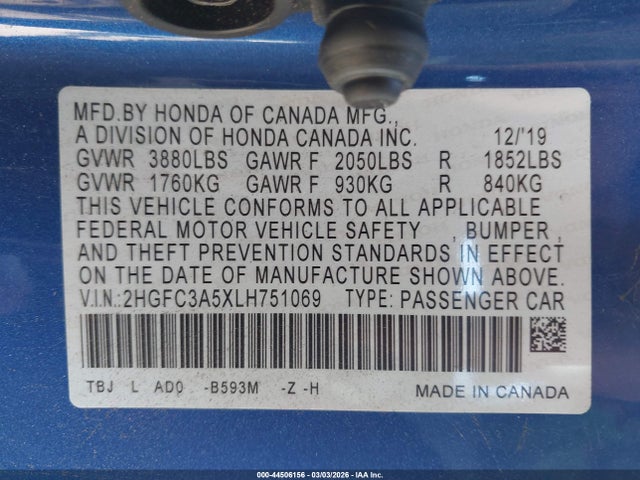 2020 HONDA CIVIC SI 2HGFC3A5XLH751069 Photo 8