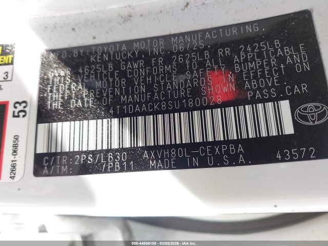 4T1DAACK8SU180028 Toyota CAMRY XSE