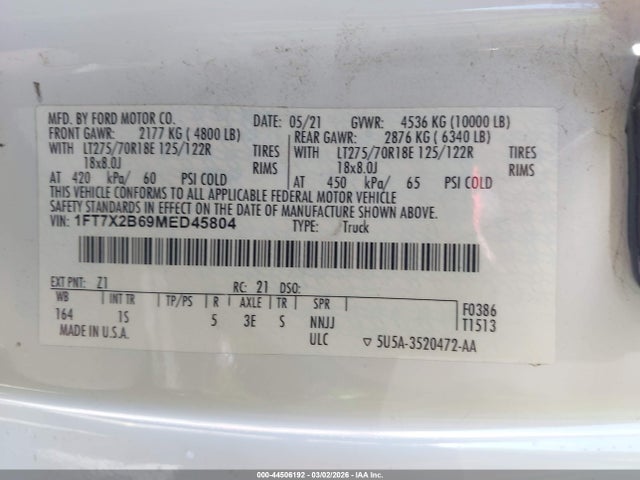 Ford F-250 Xl 2021 1FT7X2B69MED45804 Image 9