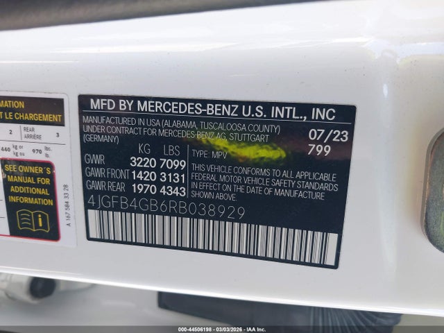 4JGFB4GB6RB038929 Mercedes-Benz Gle 450 Plug-in Hybrid 4matic