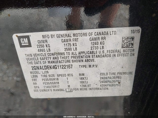 2GNALDEK4G1122167 Chevrolet Equinox Ltz