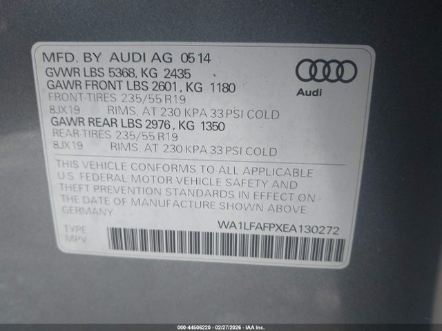 2014 AUDI Q5 WA1LFAFPXEA130272 Photo 8