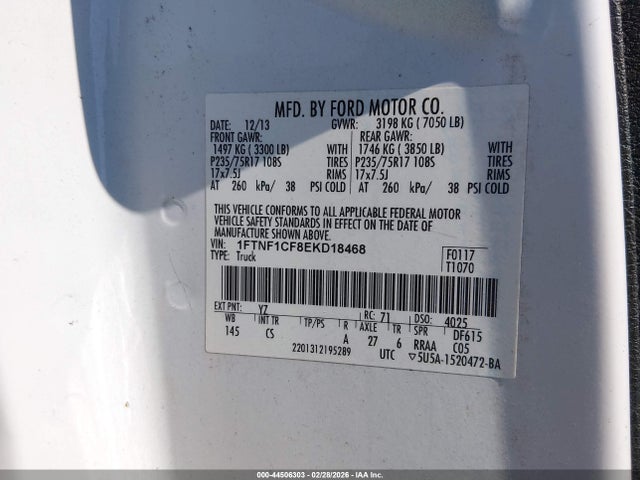 Ford F-150 Xl 2014 1FTNF1CF8EKD18468 Image 9