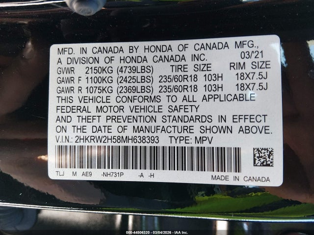 2021 HONDA CR-V 2HKRW2H58MH638393 Photo 8