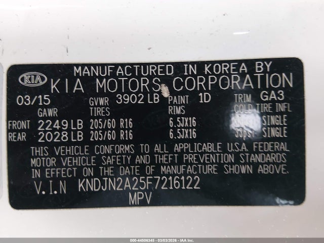 KNDJN2A25F7216122 KIA Soul