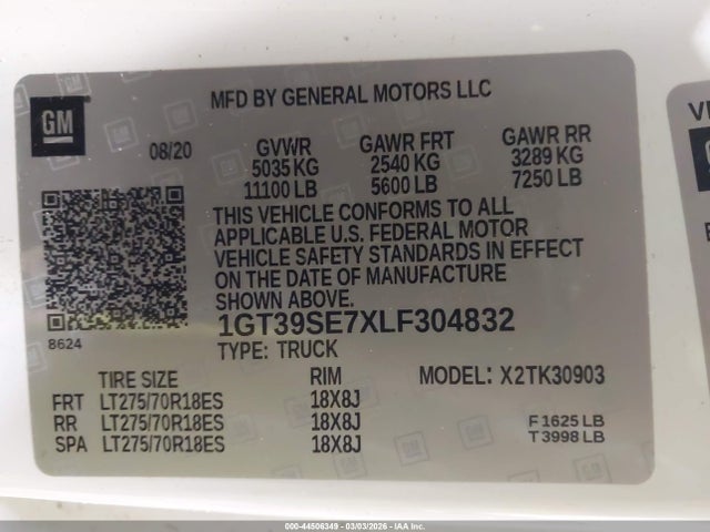 1GT39SE7XLF304832 GMC Sierra 3500hd 4wd Long Bed