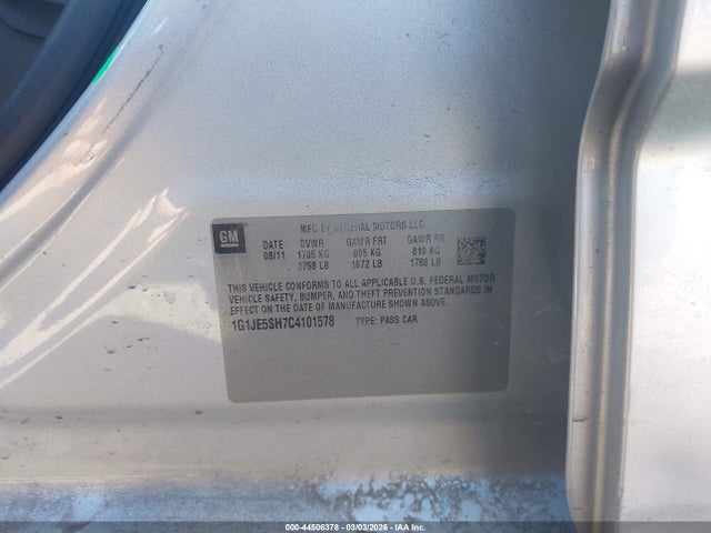 Продаж на аукціоні авто 2012 Chevrolet Sonic 2lz, vin: 1G1JE5SH7C4101578, номер лоту: 44506378