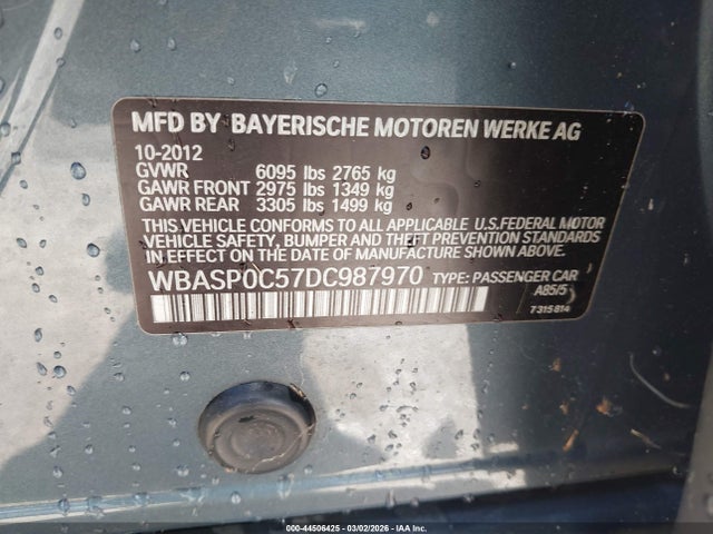 2013 Bmw 550i Gran Turismo Xdrive მანქანა იყიდება აუქციონზე, vin: WBASP0C57DC987970, აუქციონის ნომერი: 44506425