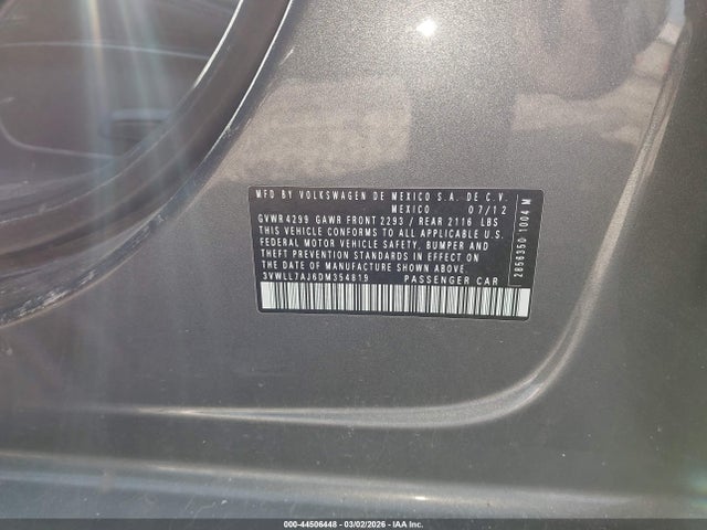 Продаж на аукціоні авто 2013 Volkswagen Jetta 2.0l Tdi, vin: 3VWLL7AJ6DM354819, номер лоту: 44506448