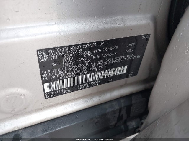 2024 Toyota Venza Limited მანქანა იყიდება აუქციონზე, vin: JTEAAAAH8RJ185784, აუქციონის ნომერი: 44506475