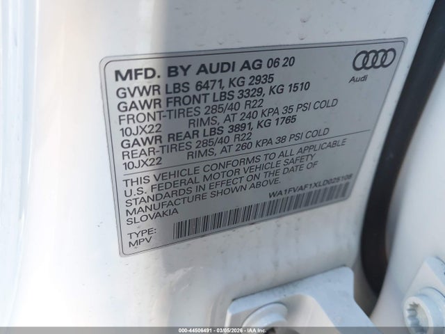 2020 AUDI Q8 WA1FVAF1XLD025108 Photo 8